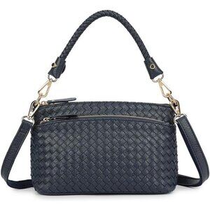 Vegan Leather Tote Bag With Adjustable Strap Blue
